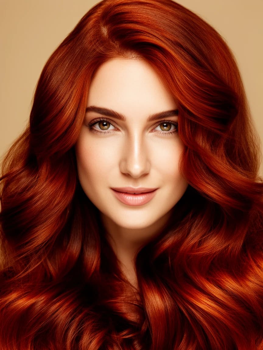 Deep Autumn hair color - woman with rich auburn hair showing warm undertones