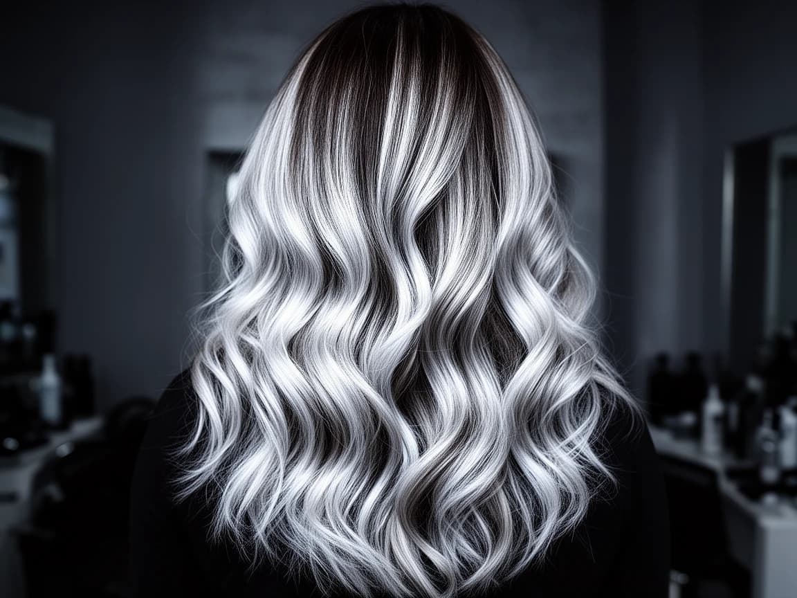True Winter balayage with platinum highlights