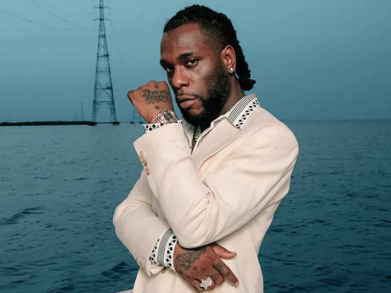 Burna Boy wearing saturated autumn looks with molten metallics, showcasing burnt sienna, chartreuse, emerald, molten gold, and espresso from the Vibrant Autumn palette.