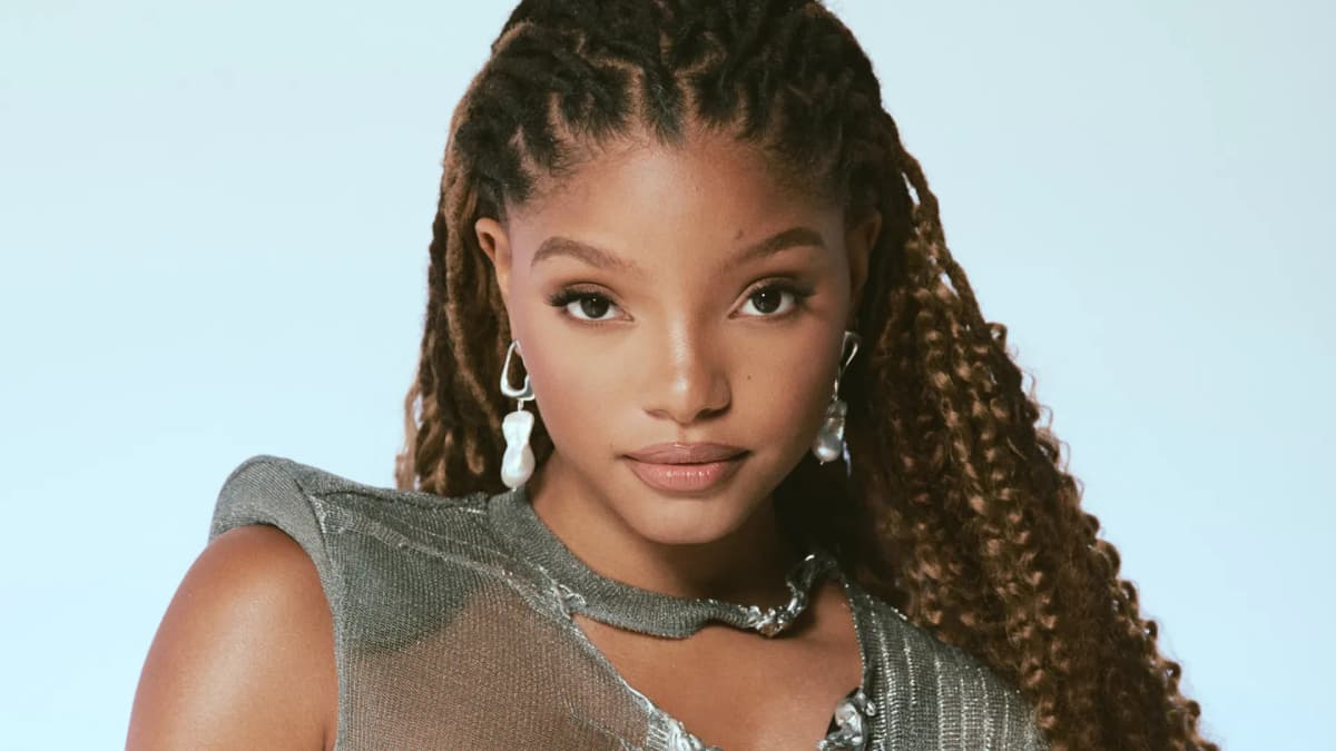 Editorial gallery of Halle Bailey styled in warm spring looks packed with coral, turquoise, and golden accents, highlighting seafoam, sunset coral, aqua, gold shimmer, and shell pink.