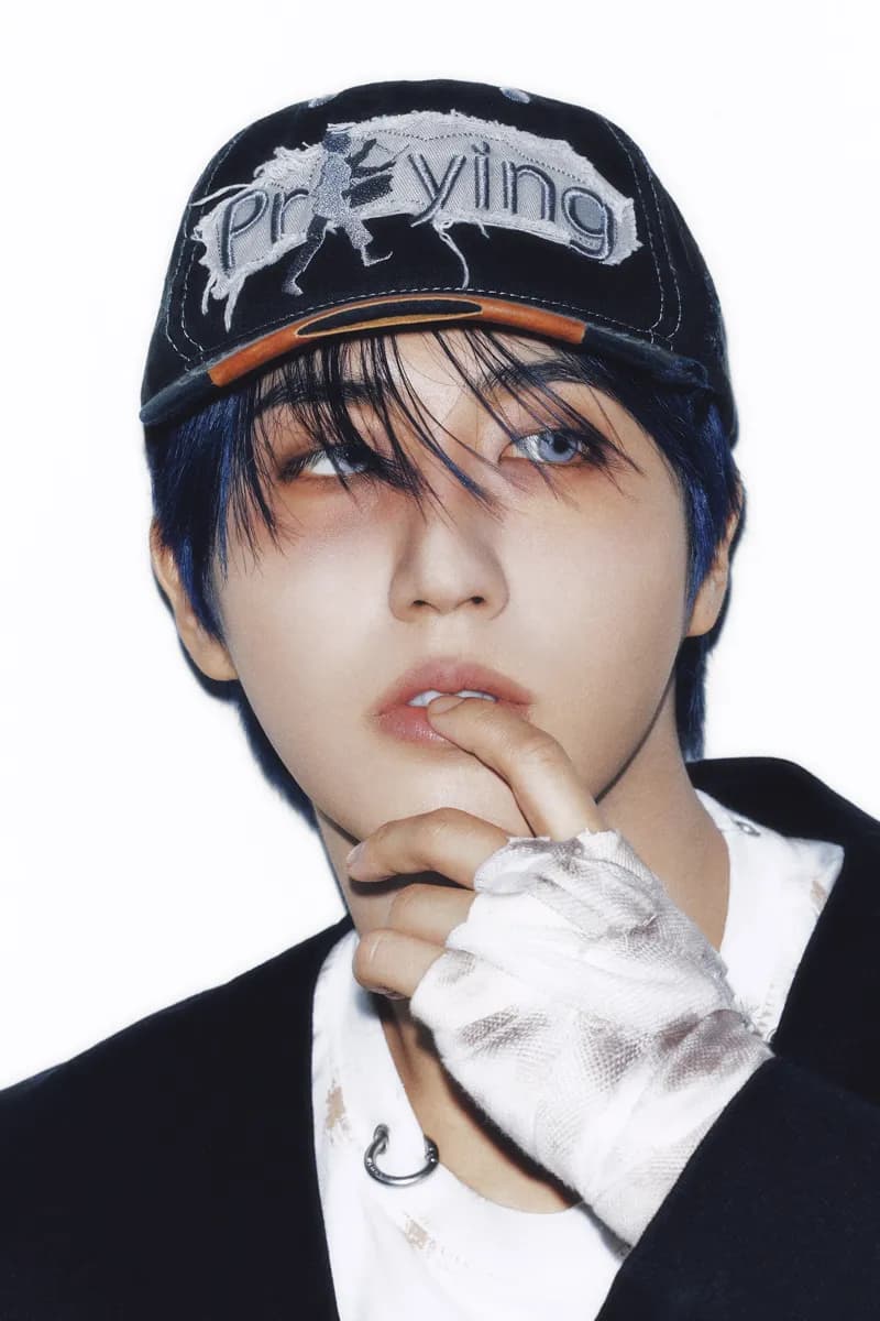 Editorial gallery of Han (Stray Kids) styled in soft summer outfits blending dusty mauve, mist blue, and slate neutrals, highlighting heather gray, dusty mauve, mist blue, slate green, and antique silver.