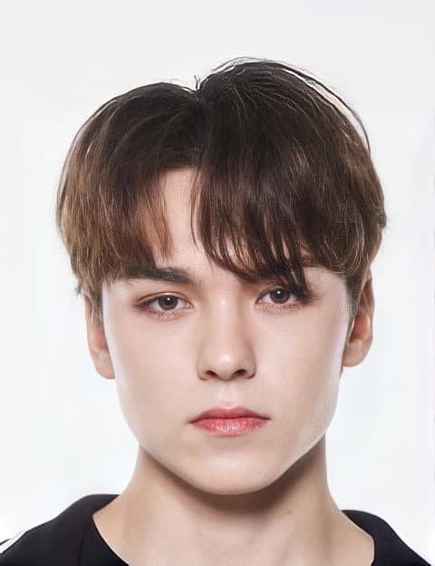 Editorial gallery of Vernon (SEVENTEEN) styled in deep winter looks featuring sapphire, garnet, and chrome accents, highlighting midnight navy, crimson, amethyst, gunmetal, and snow white.
