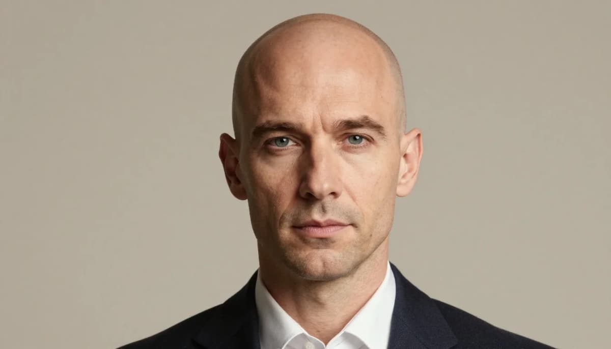 Best Colors for Bald Men | Men's Color Guide — flattering shades including bright white, optical white, soft cream, charcoal grey