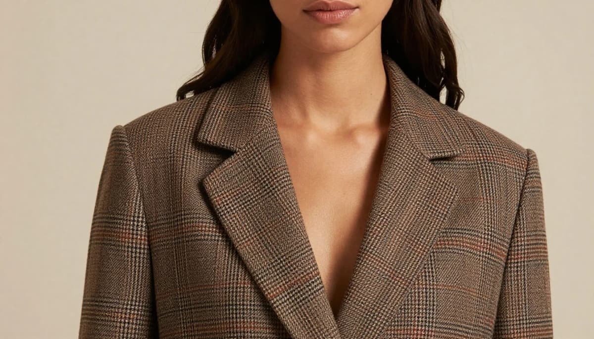How to wear best plaid colors for olive skin — pairing deep forest green, rich burgundy, chocolate brown near the face