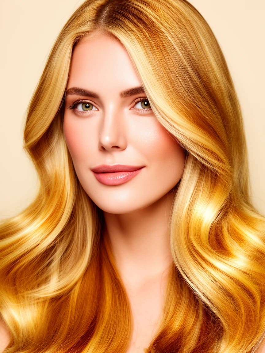 Bright Spring hair color - vibrant golden blonde with warm highlights