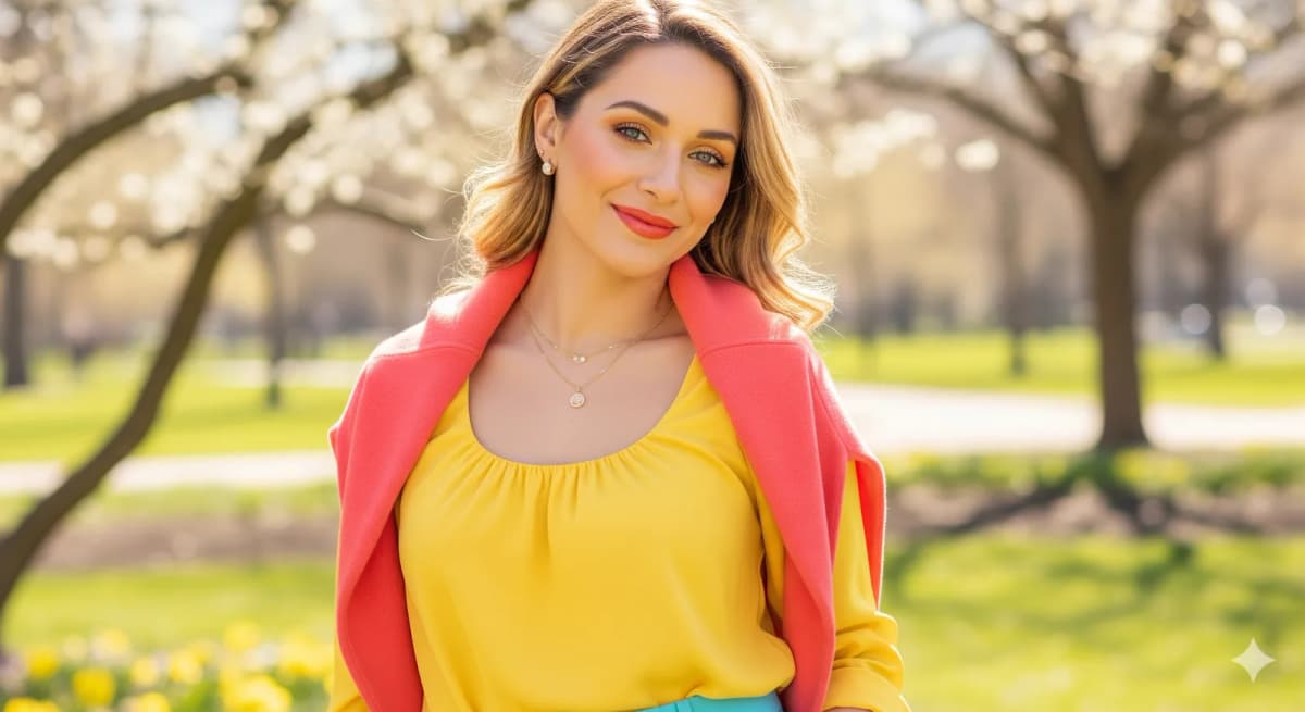 True Spring color palette featuring warm, bright colors like coral, peach, and clear greens for seasonal color analysis True Spring color palette featuring warm, bright colors like coral, peach, and clear greens for seasonal color analysis