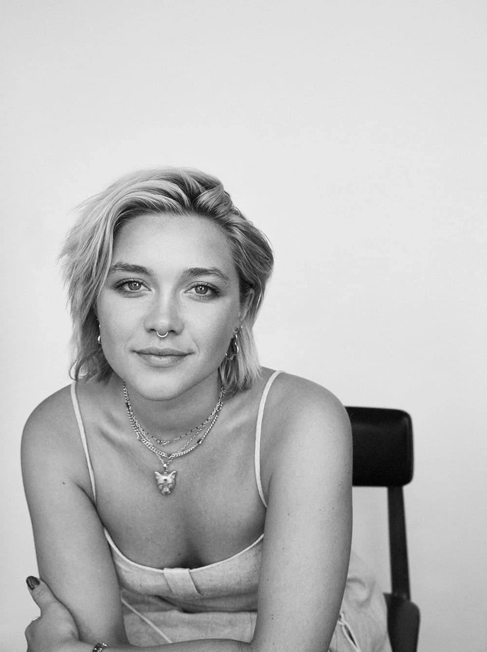 Editorial gallery of Florence Pugh styled in warm autumn wardrobes featuring amber, moss, and bronze metals, highlighting tangerine, paprika, warm blush, olive, and bronzed gold.