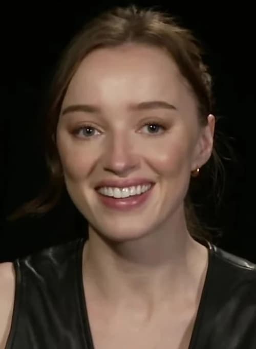 Phoebe Dynevor — Warm Spring color palette | Palette Hunt Phoebe Dynevor wearing luminous spring outfits with juicy warm hues, showcasing papaya orange, sunny marigold, aqua turquoise, creamy ivory, and rose gold from the Warm Spring palette.