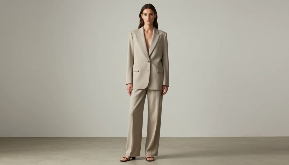Kibbe Classic styling — balanced symmetrical tailored silhouette