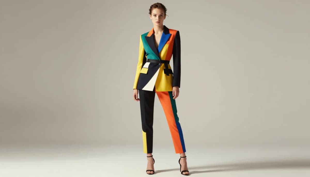 Kibbe Flamboyant Gamine styling — sharp high-contrast petite separates
