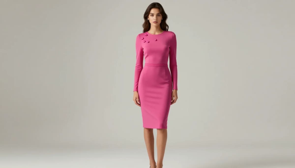 Kibbe Soft Gamine styling — fitted feminine silhouette with playful detail