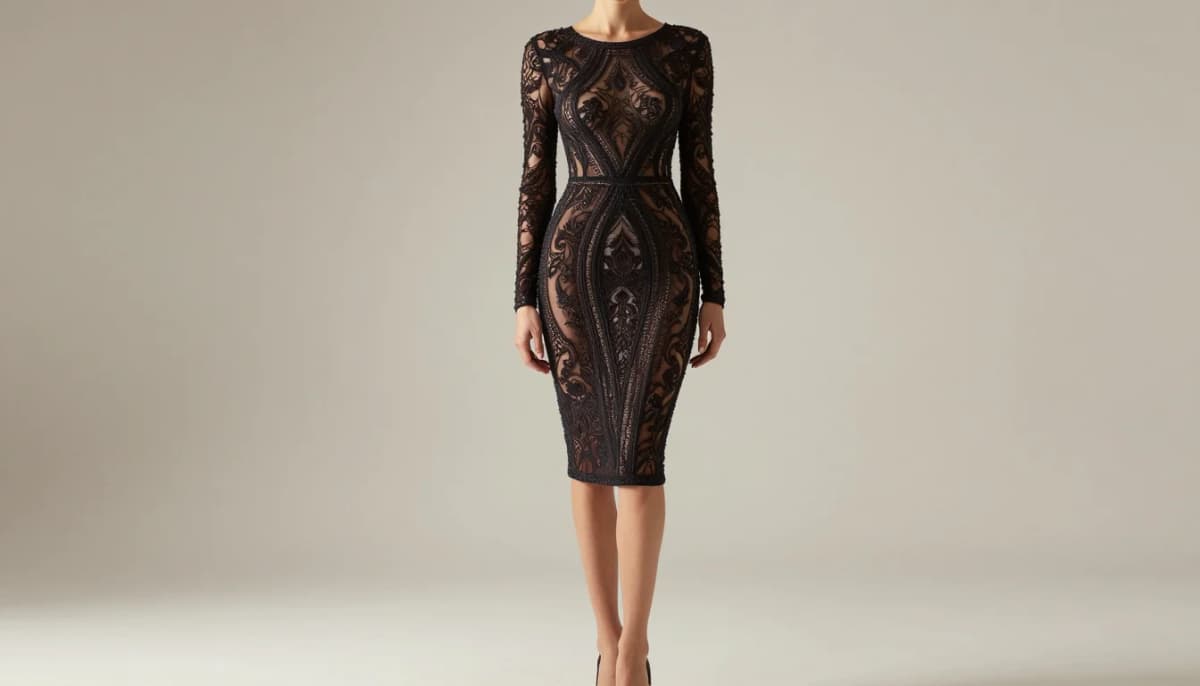 Kibbe Theatrical Romantic styling — fitted hourglass silhouette with tapered detail