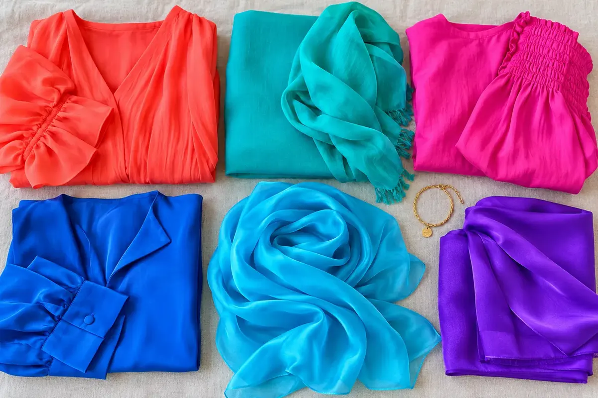 Bright Summer colors in clothing and fabric
