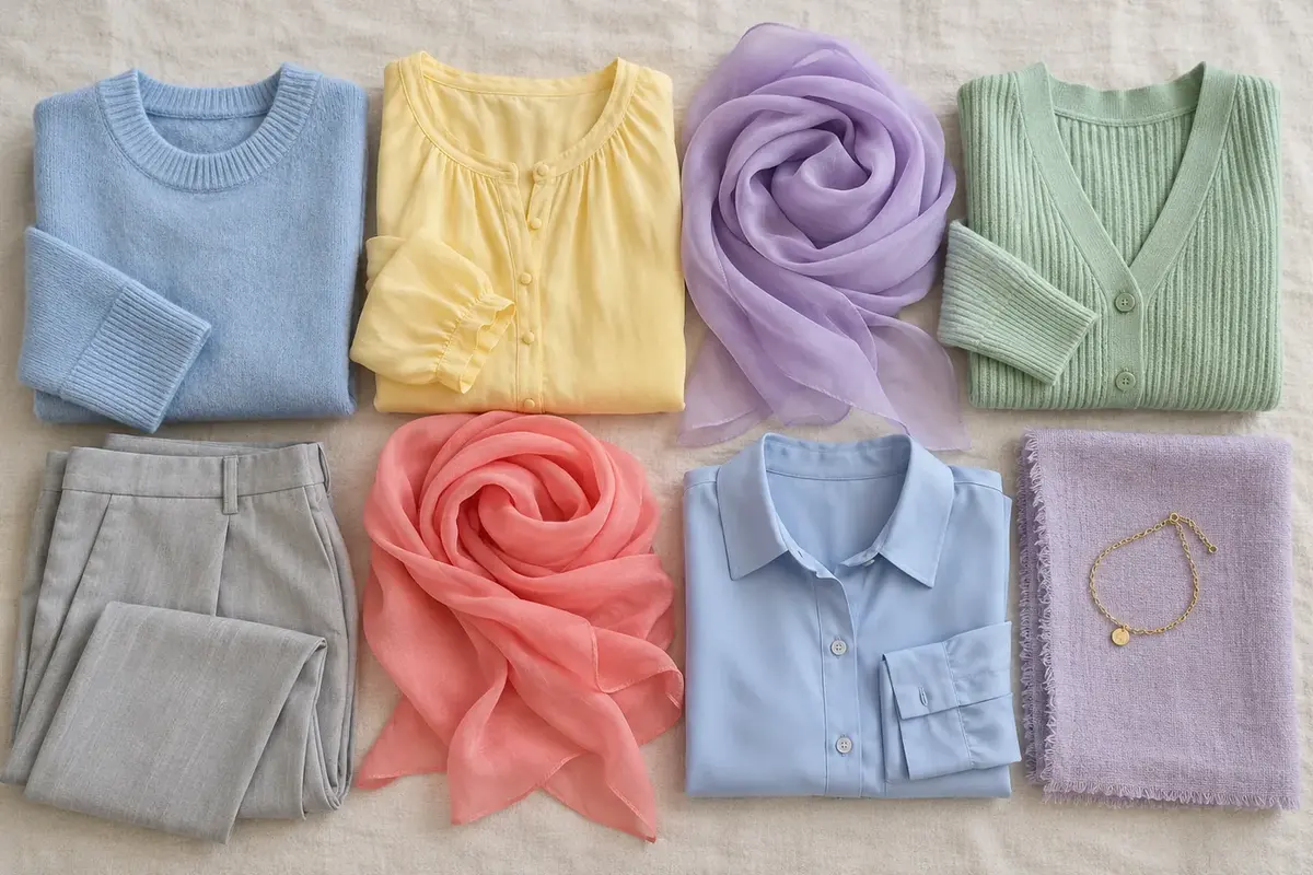Light Summer colors in clothing and fabric