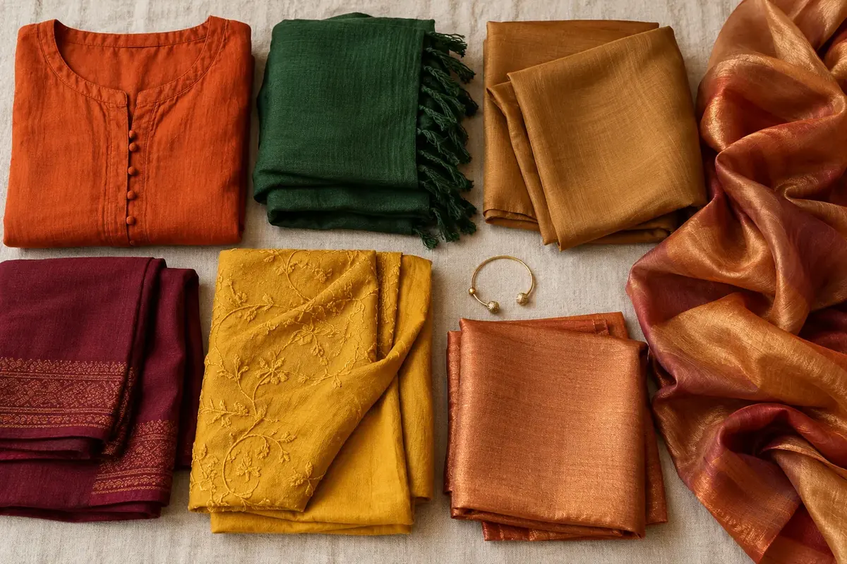 True Autumn colors in clothing and fabric