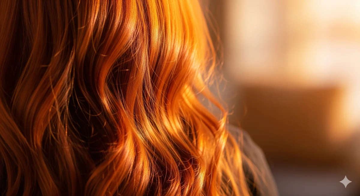 Copper hair color spectrum from golden to dark bronze shades