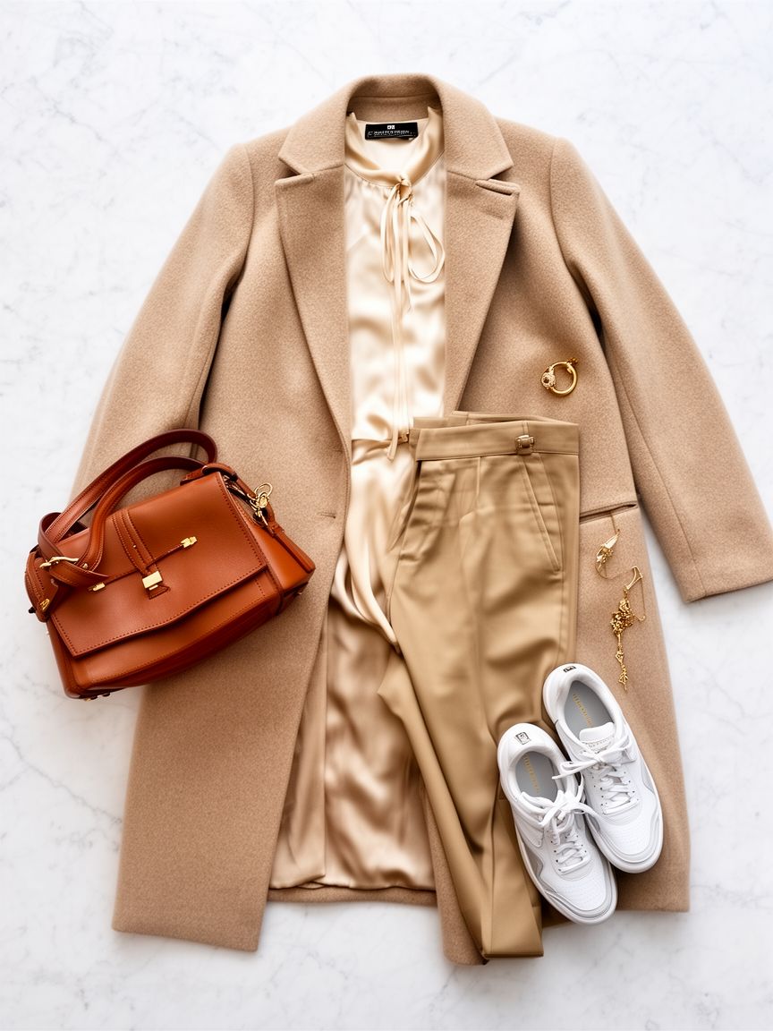 Kolory pasujące do beżu - flat lay modowy