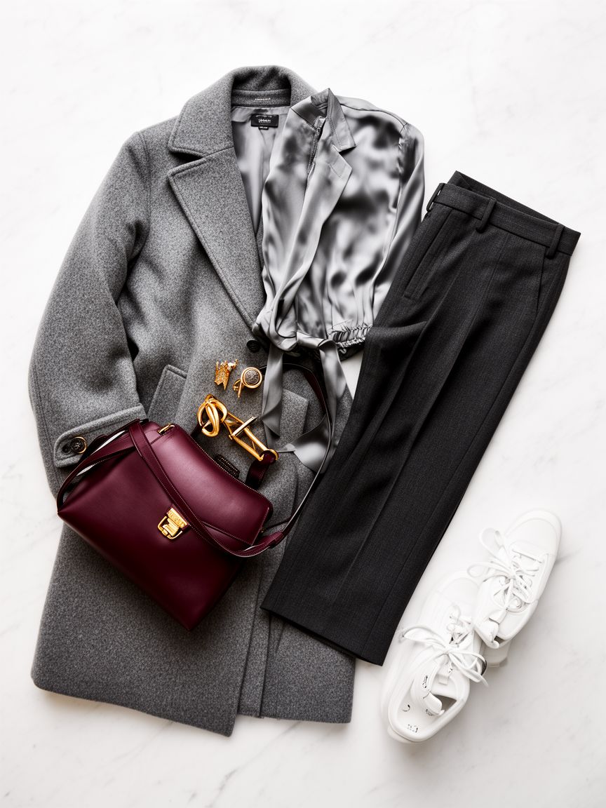 Kolory pasujące do szarego - flat lay modowy