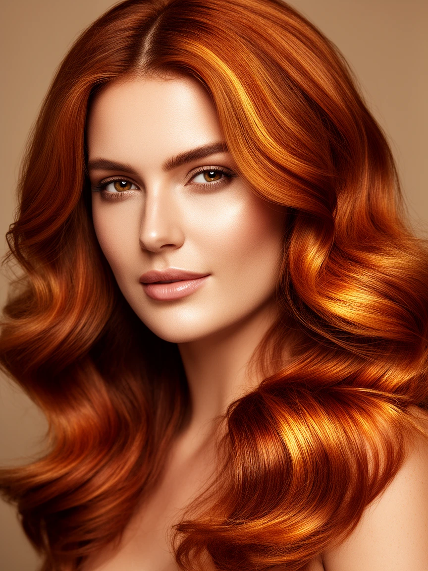 True Autumn hair color - woman with beautiful warm auburn hair showcasing flattering warm tones