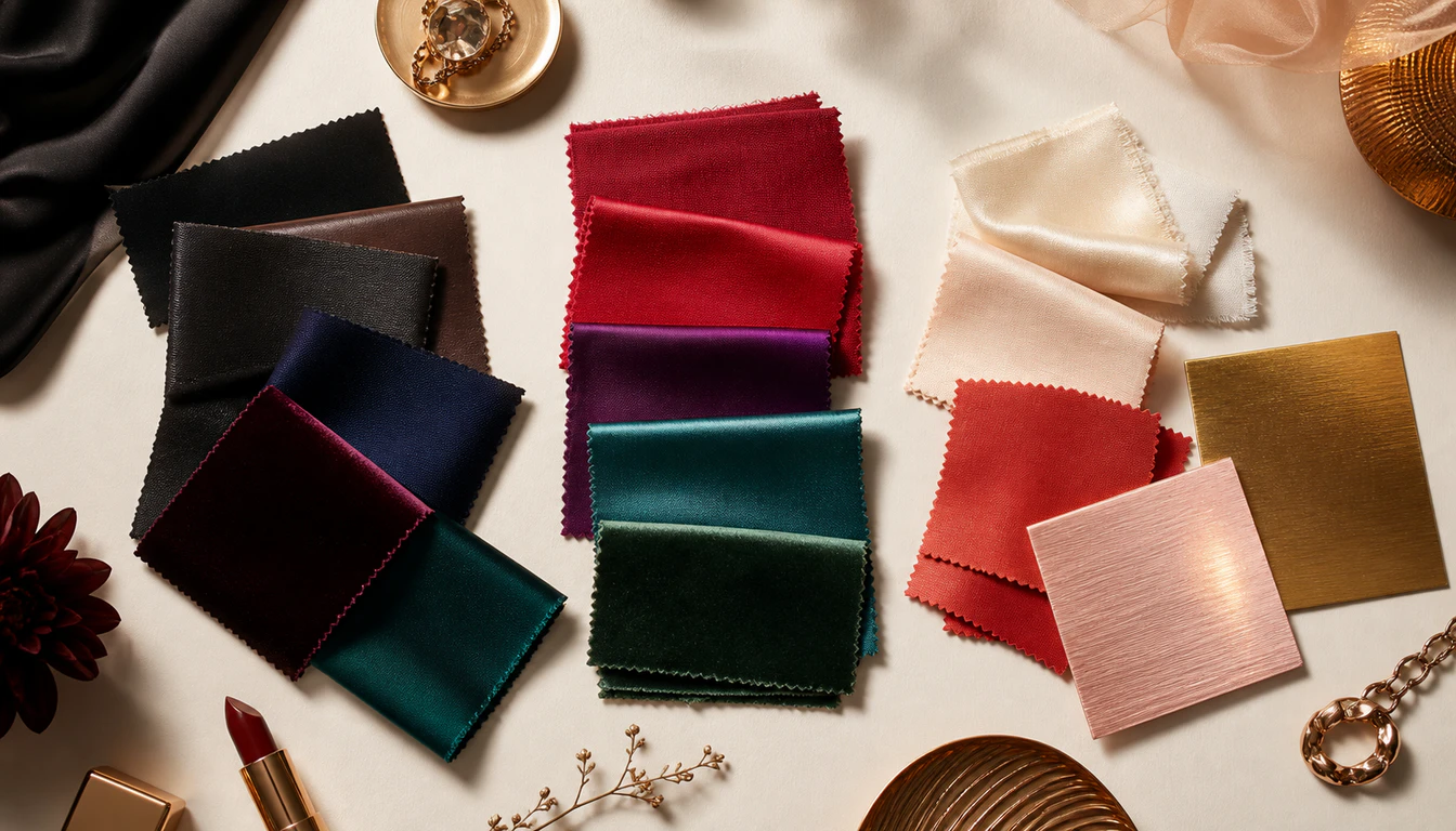 Warm Winter color palette moodboard Warm Winter color palette moodboard with espresso, cranberry, warm ruby, peacock teal, forest green, ivory and warm metals