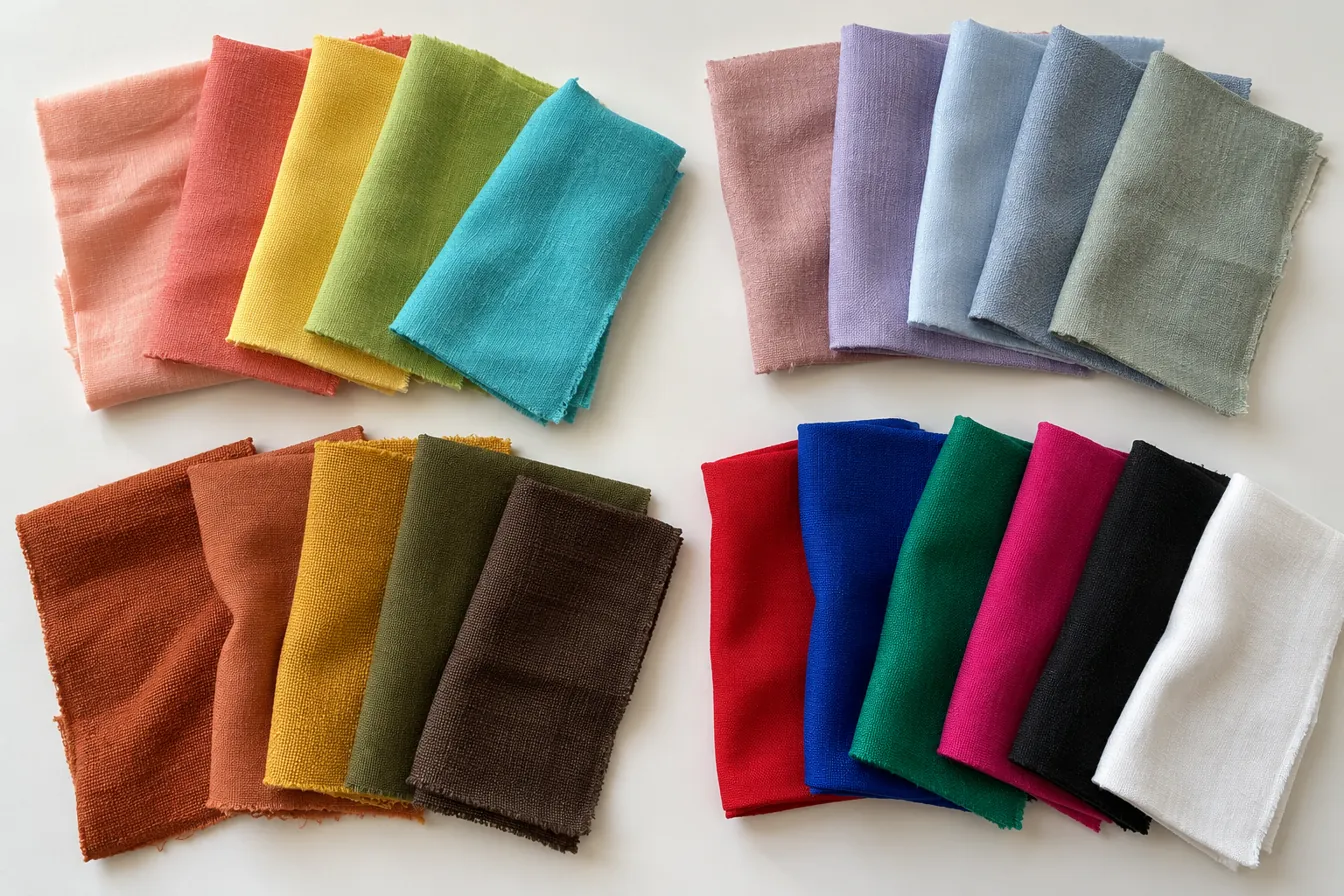 Fabric swatches grouped into the four colour seasons