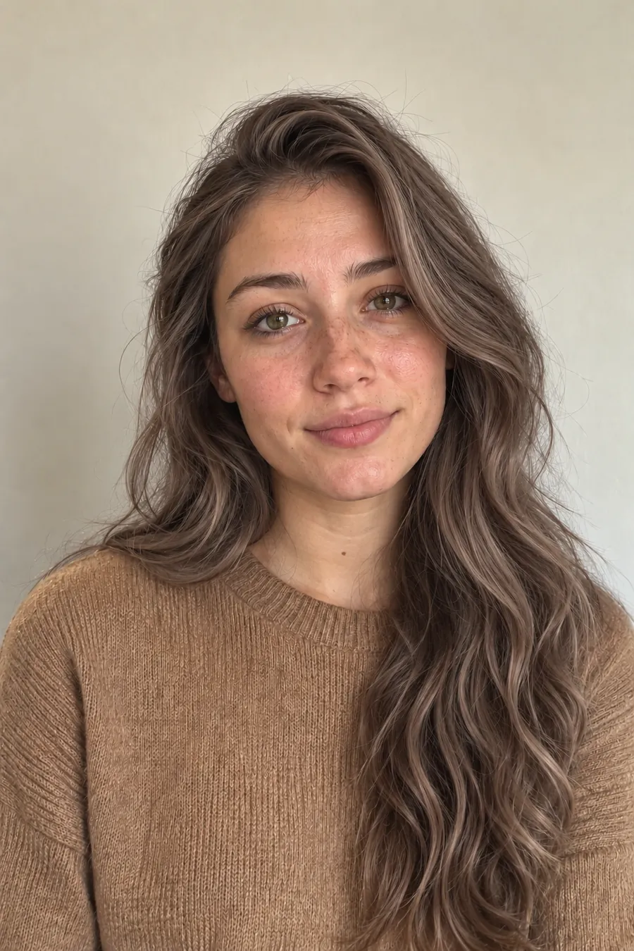 Ash Brown hair on a woman with light autumn coloring