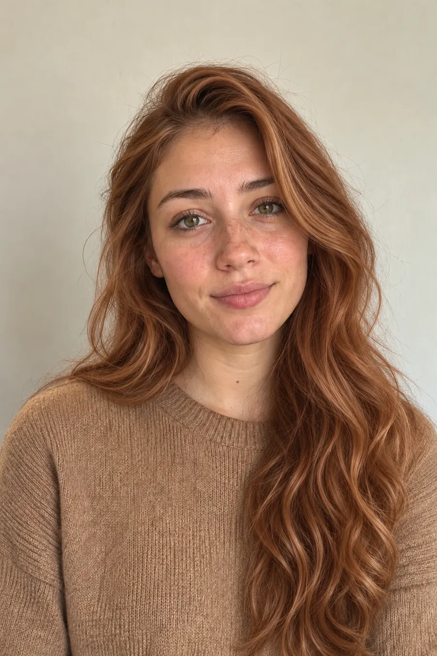 Light Copper hair on a woman with light autumn coloring