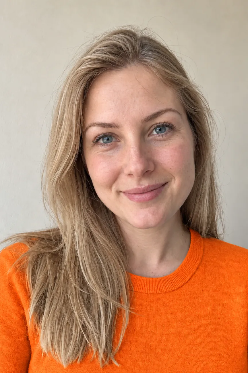 The same Light Summer woman wearing bright orange, a color to avoid