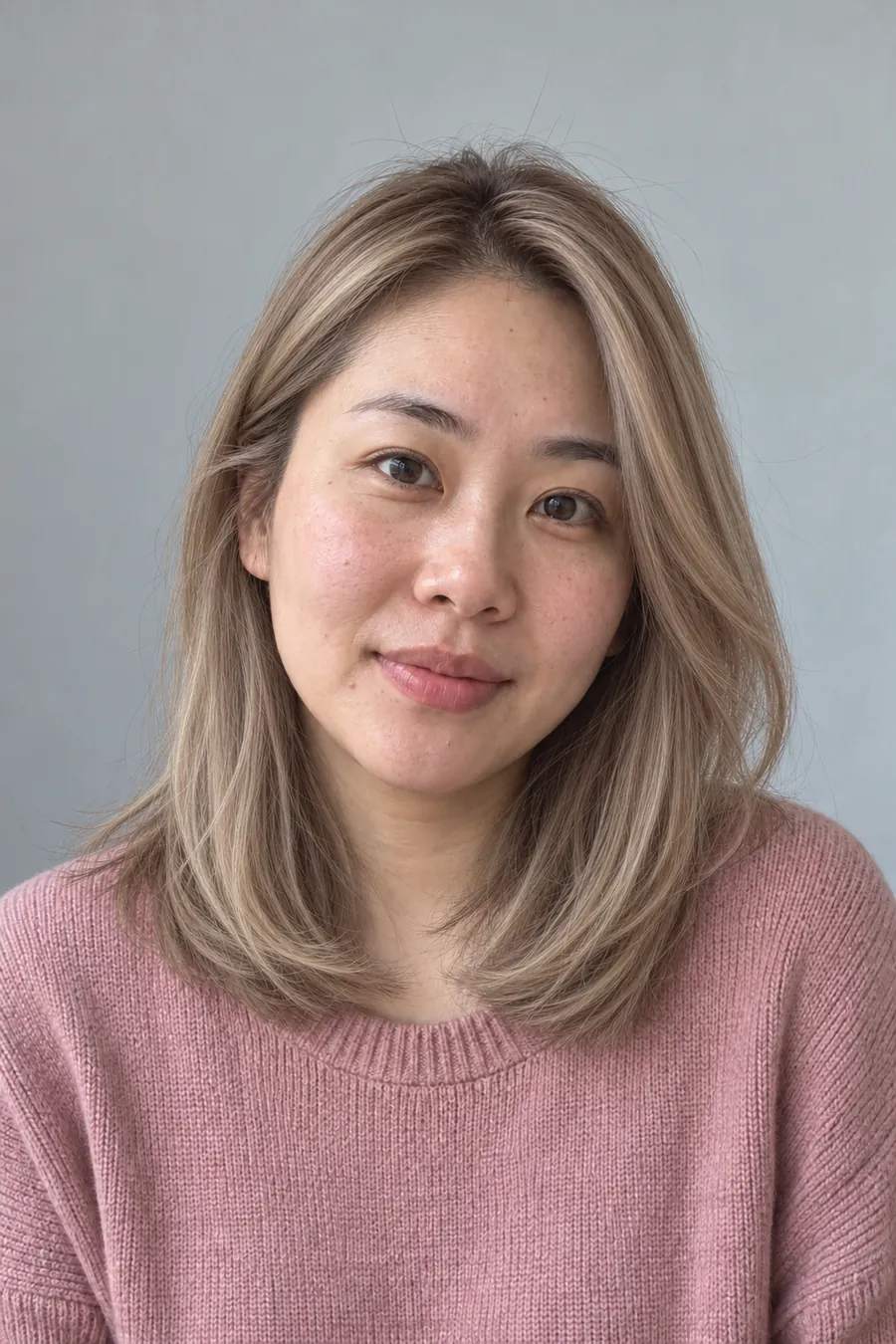 Cool Beige Blonde hair on a woman with true summer coloring