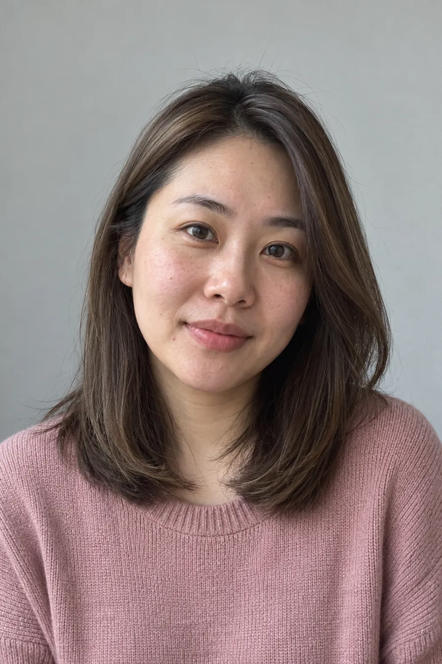 Mushroom Brown hair on a woman with true summer coloring