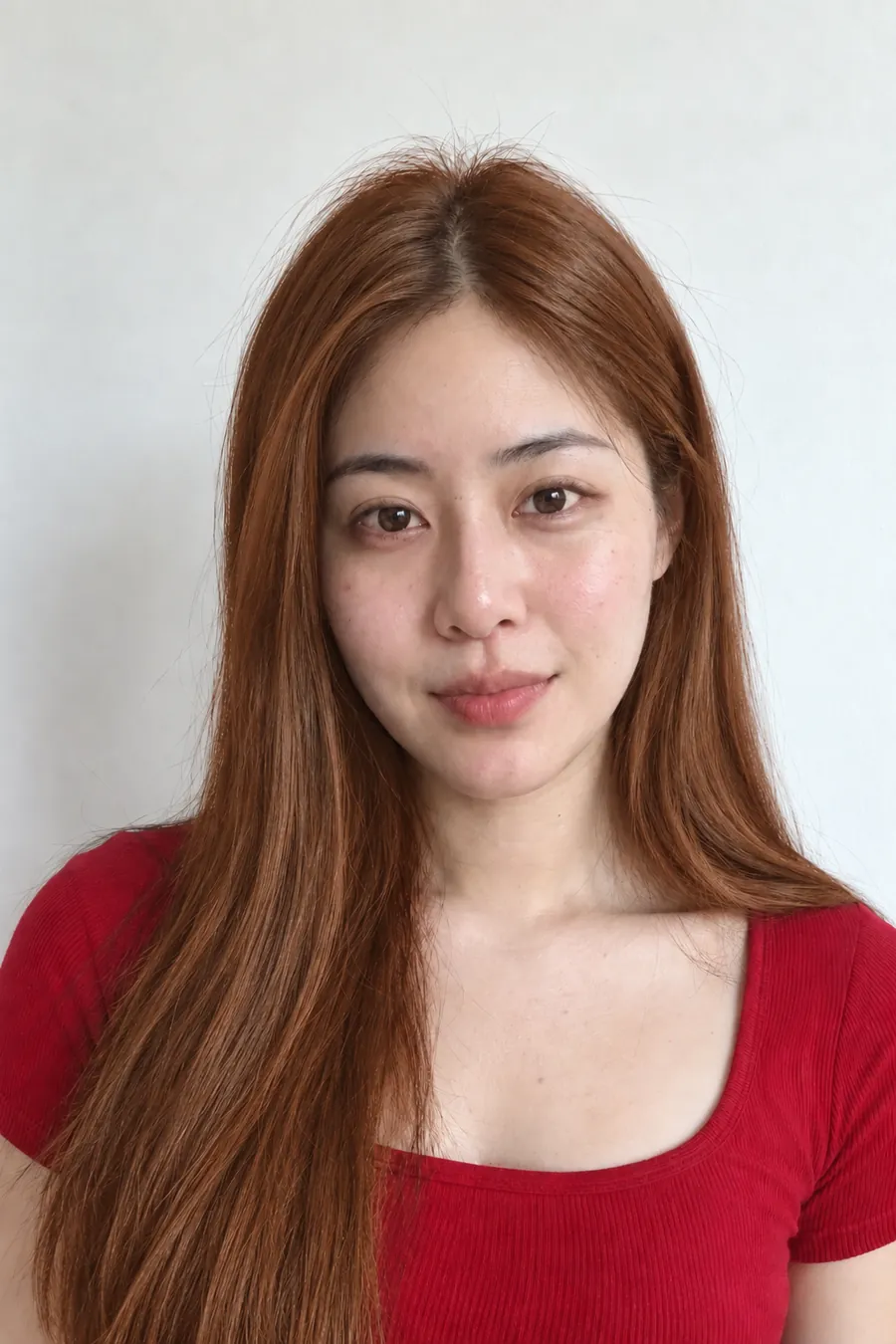 Copper hair on a woman with true winter coloring