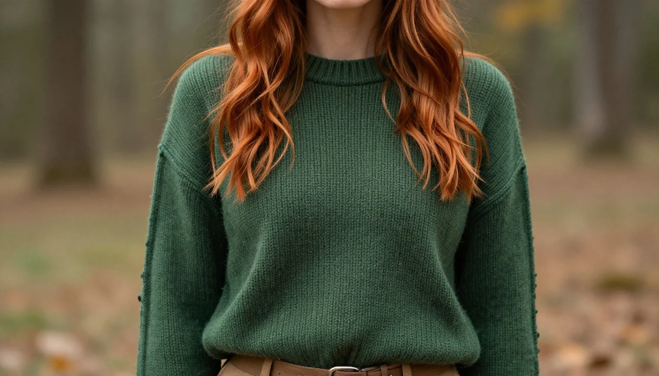 How to wear: Best Colors for Auburn Hair | What to Wear With Copper Hair How to wear best colors for auburn hair | what to wear with copper hair — pairing forest green, olive, hunter green near the face