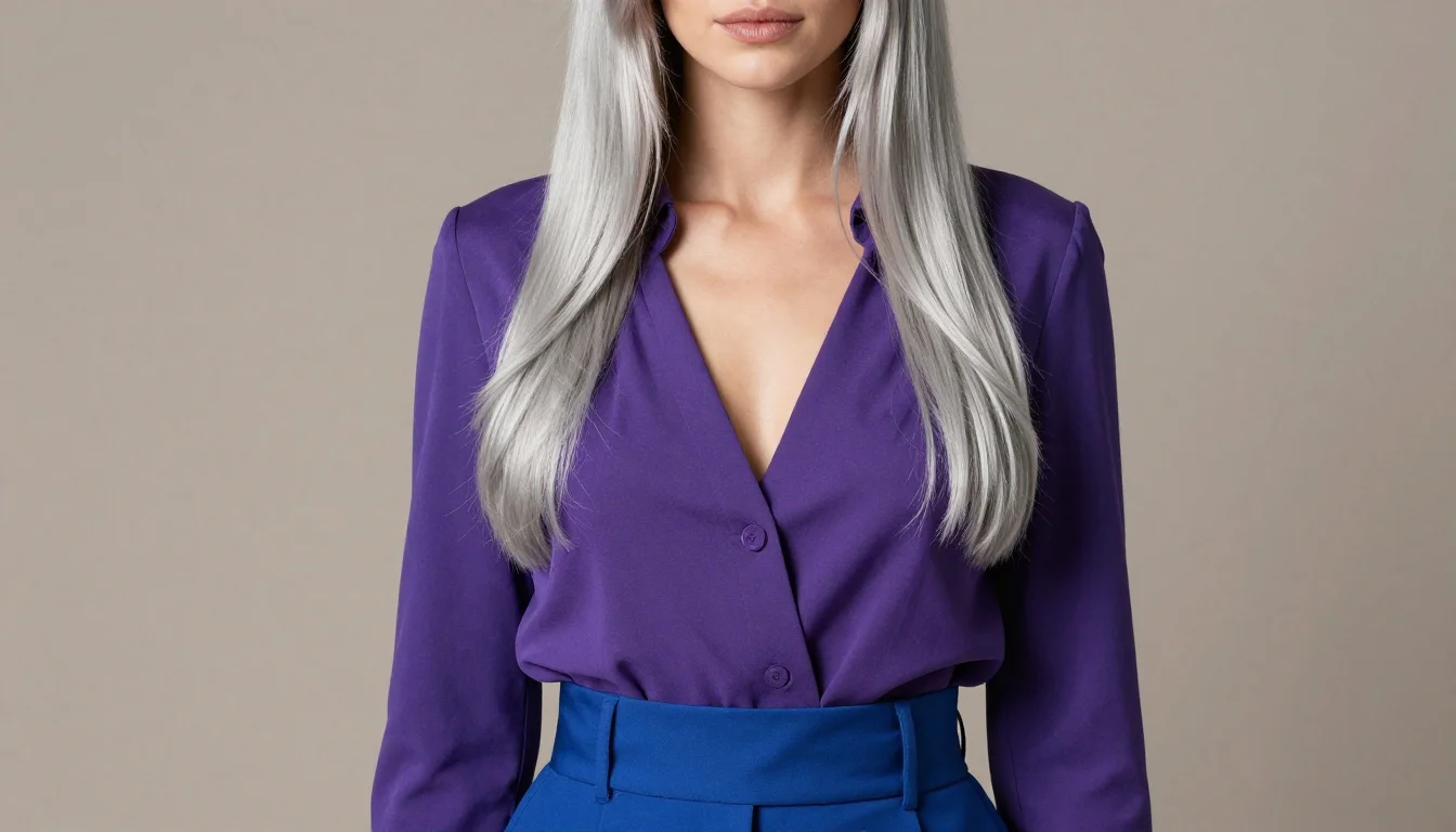 How to wear: Best Colors for Grey Hair | What to Wear as Hair Goes Grey How to wear best colors for grey hair | what to wear as hair goes grey — pairing cherry red, cranberry, deep rose-red near the face