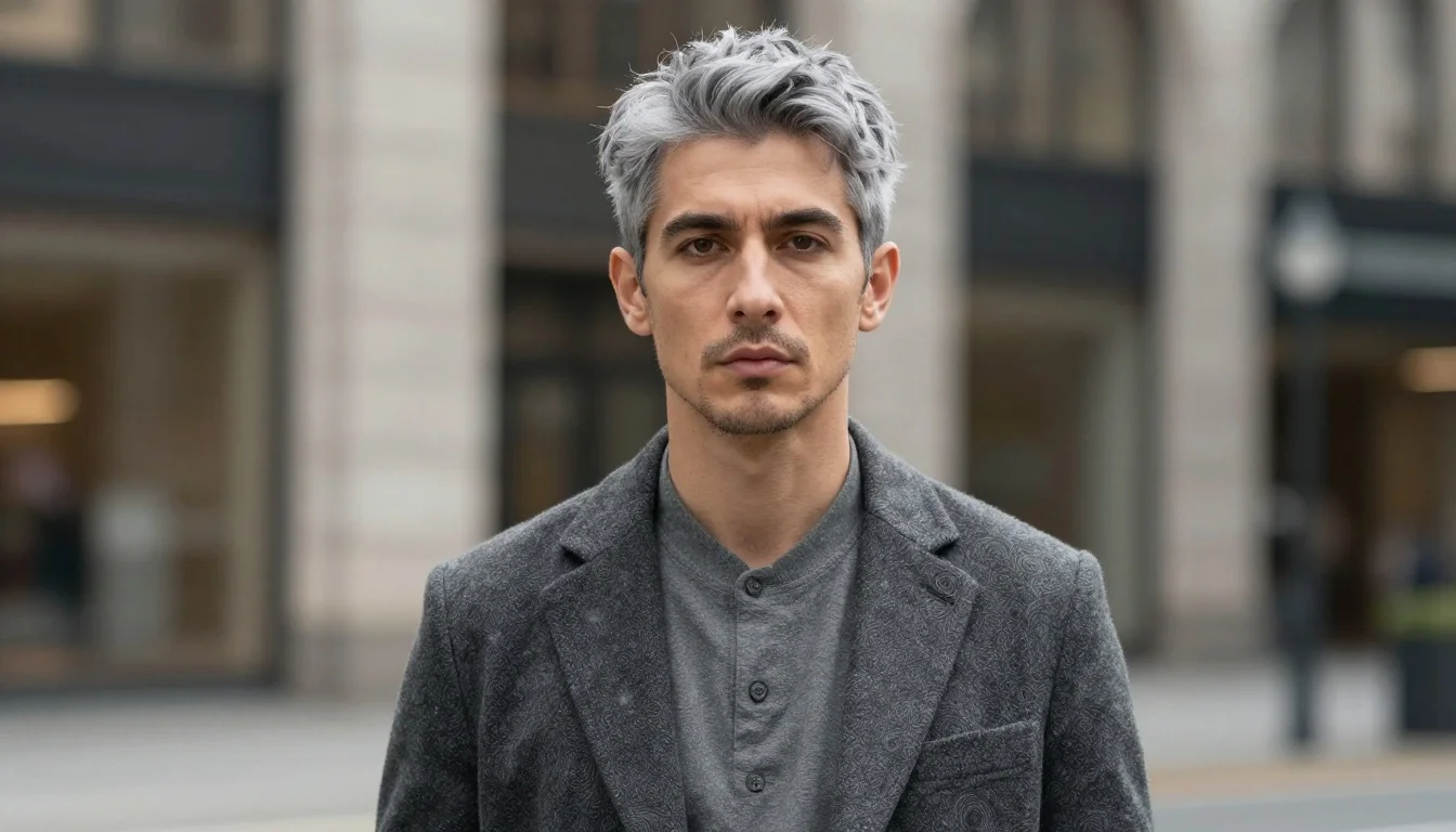 How to wear best colors for men with grey hair | wardrobe color guide — pairing sapphire blue, emerald green, rich burgundy near the face