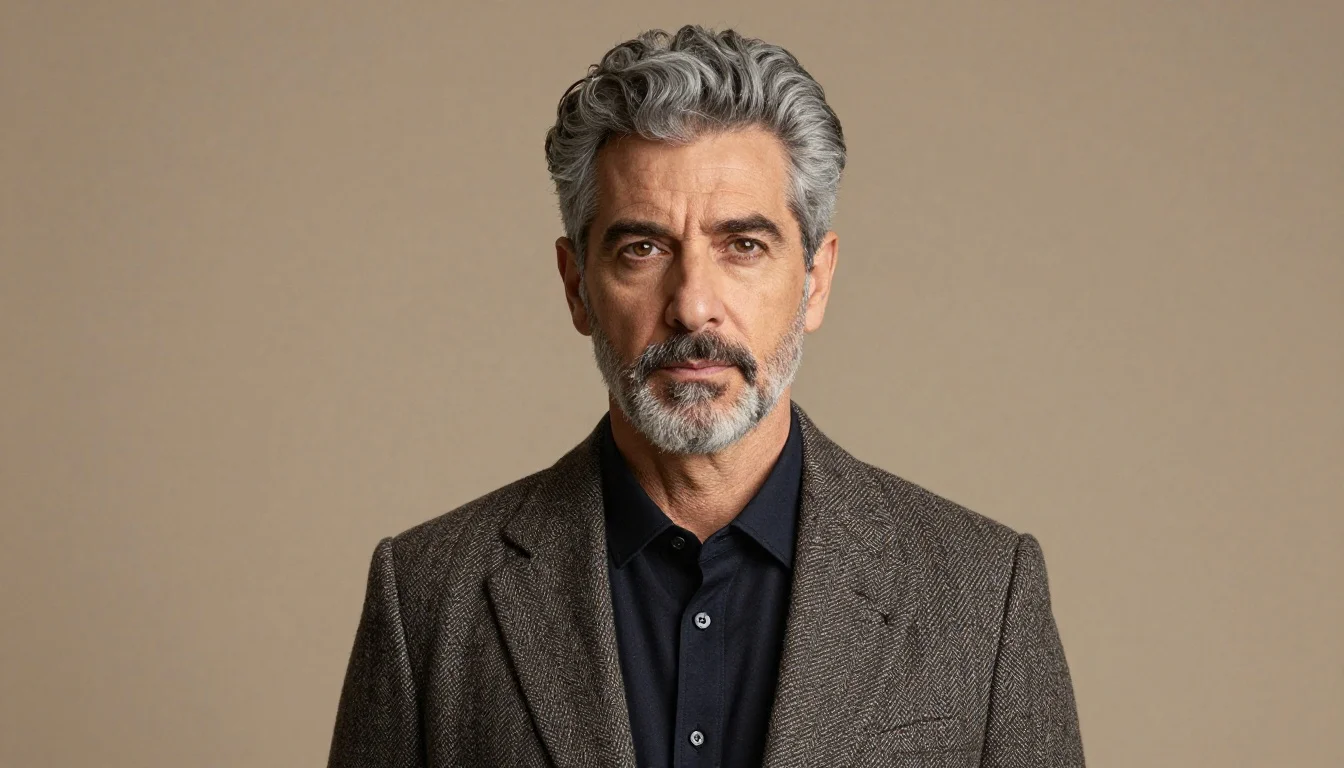 Best Colors for Men with Grey Hair | Menswear Color Guide Best Colors for Men with Grey Hair | Menswear Color Guide — flattering shades including midnight navy, true charcoal, slate blue-grey, deep steel blue