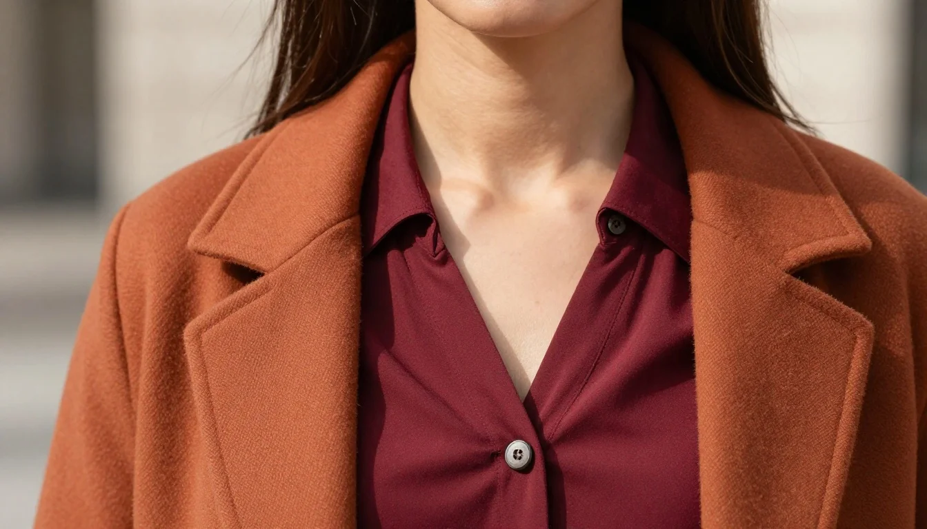 How to wear best colors for warm undertones and brown eyes — pairing warm plum, deep burgundy, warm wine near the face