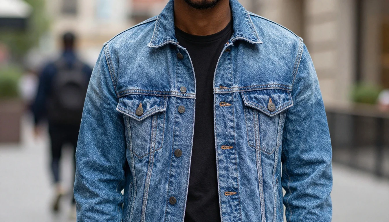 How to wear best denim colors for dark skin — pairing bright medium indigo, clear vivid blue, saturated medium wash near the face