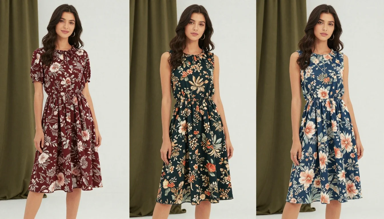 How to wear best floral prints for olive skin | colorways that glow — pairing olive green background with rust and cream flowers, warm sage ground with coral and ochre blooms, moss green base with terracotta botanicals near the face