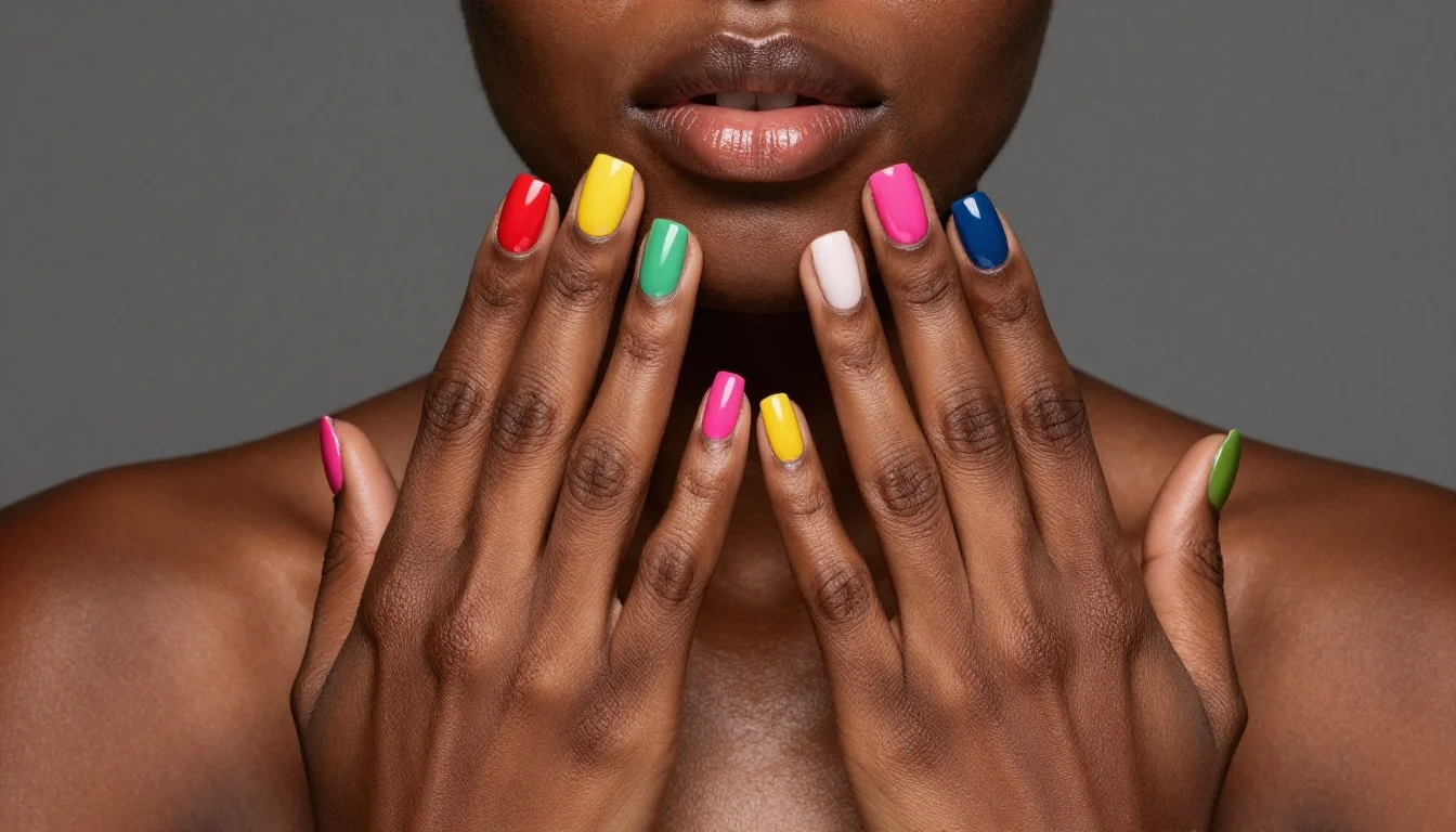 How to wear: Best Nail Colors for Dark Skin How to wear best nail colors for dark skin — pairing emerald, royal blue, deep violet near the face