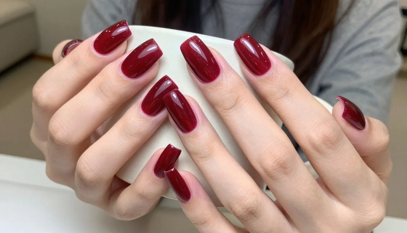 How to wear best nail colors for pale skin — pairing burgundy, raspberry, plum near the face