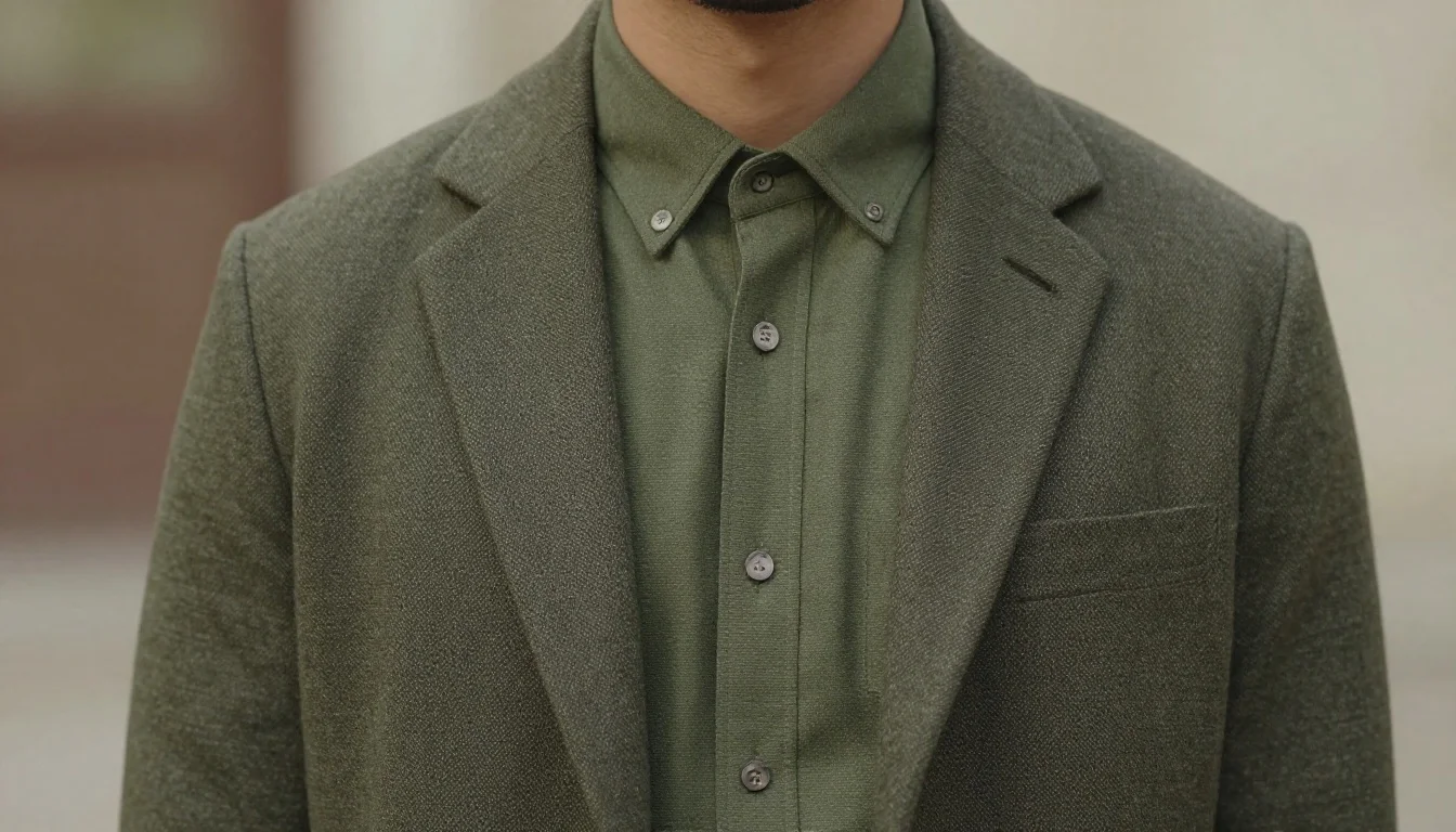 How to wear best wool colors for olive skin — pairing deep forest green, rich hunter green, olive green near the face