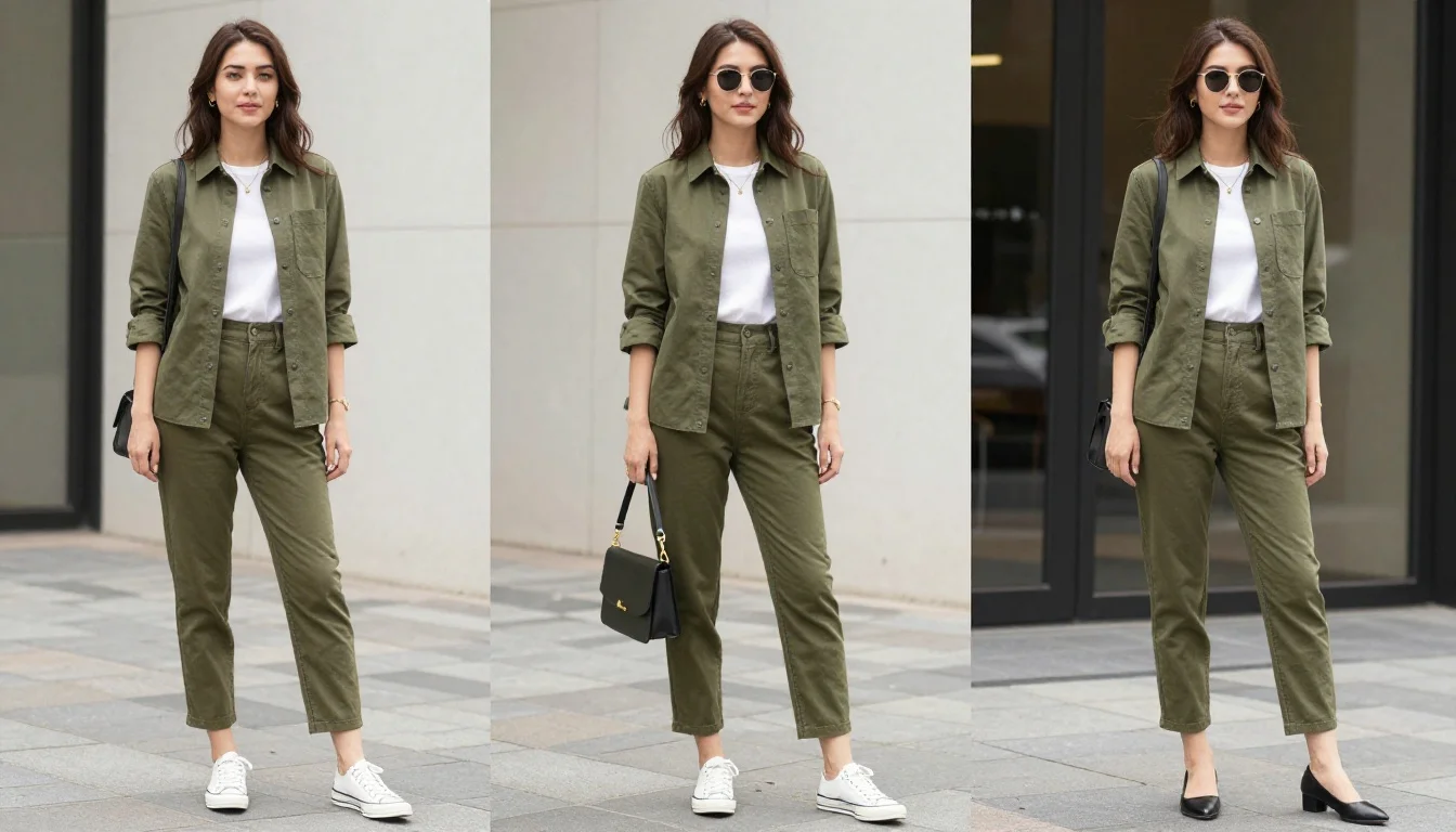 How to wear: Capsule Wardrobe for Olive Skin | 10 Pieces, Endless Outfits How to wear capsule wardrobe for olive skin | 10 pieces, endless outfits — pairing warm ivory, camel, warm brown near the face