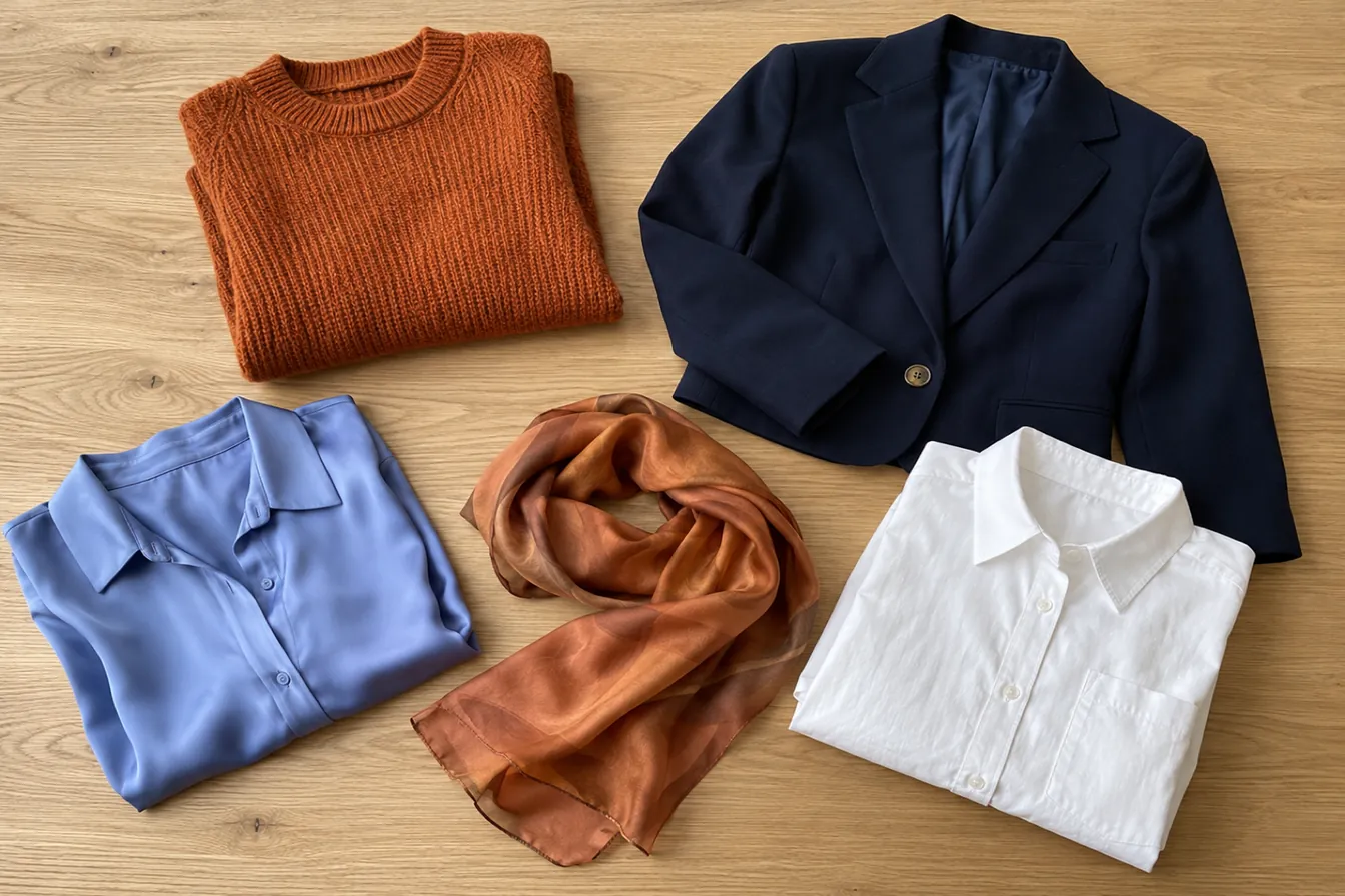 How to wear: Colors That Make Blue Eyes Pop How to wear colors that make blue eyes pop — pairing burnt orange, terracotta, copper near the face