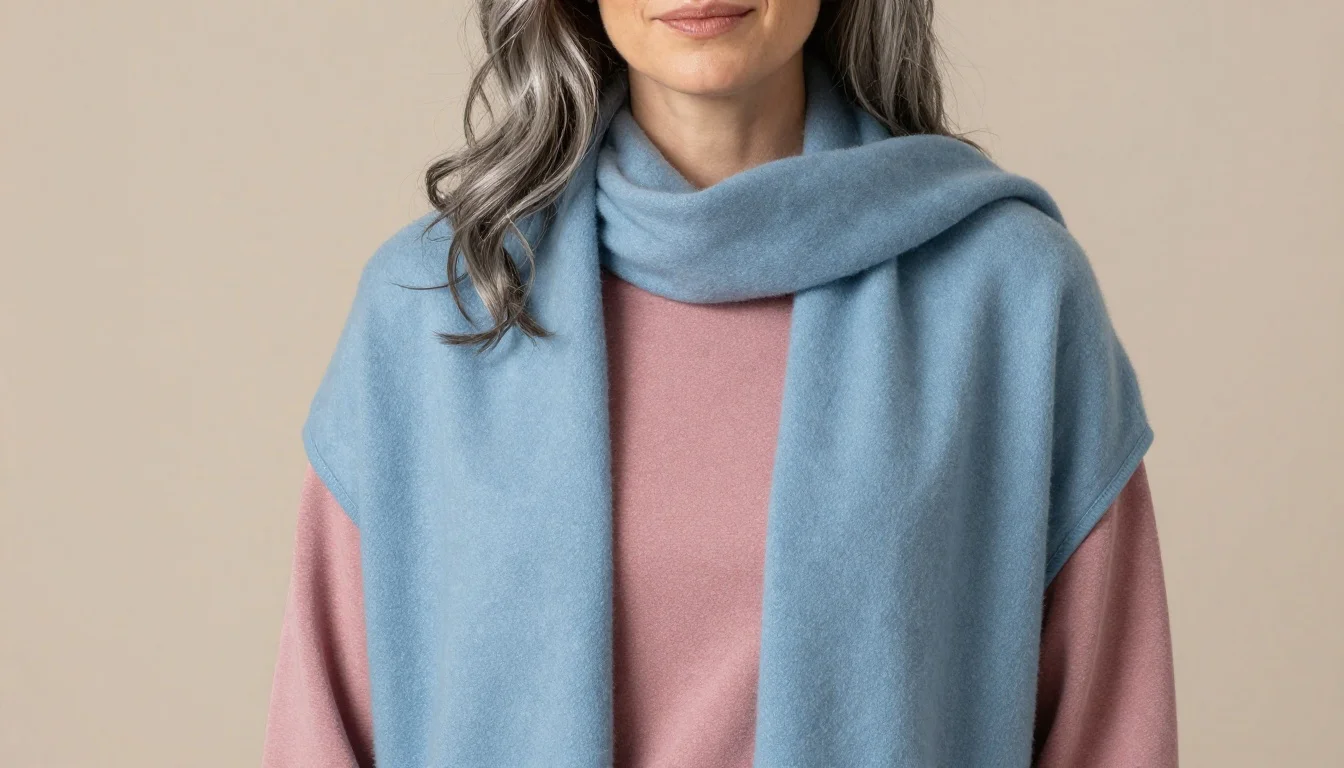 How to wear: Colors to Avoid for Grey Hair | What Ages You How to wear colors to avoid for grey hair | what ages you — pairing #4169e1, #8b008b, #2e8b57 near the face