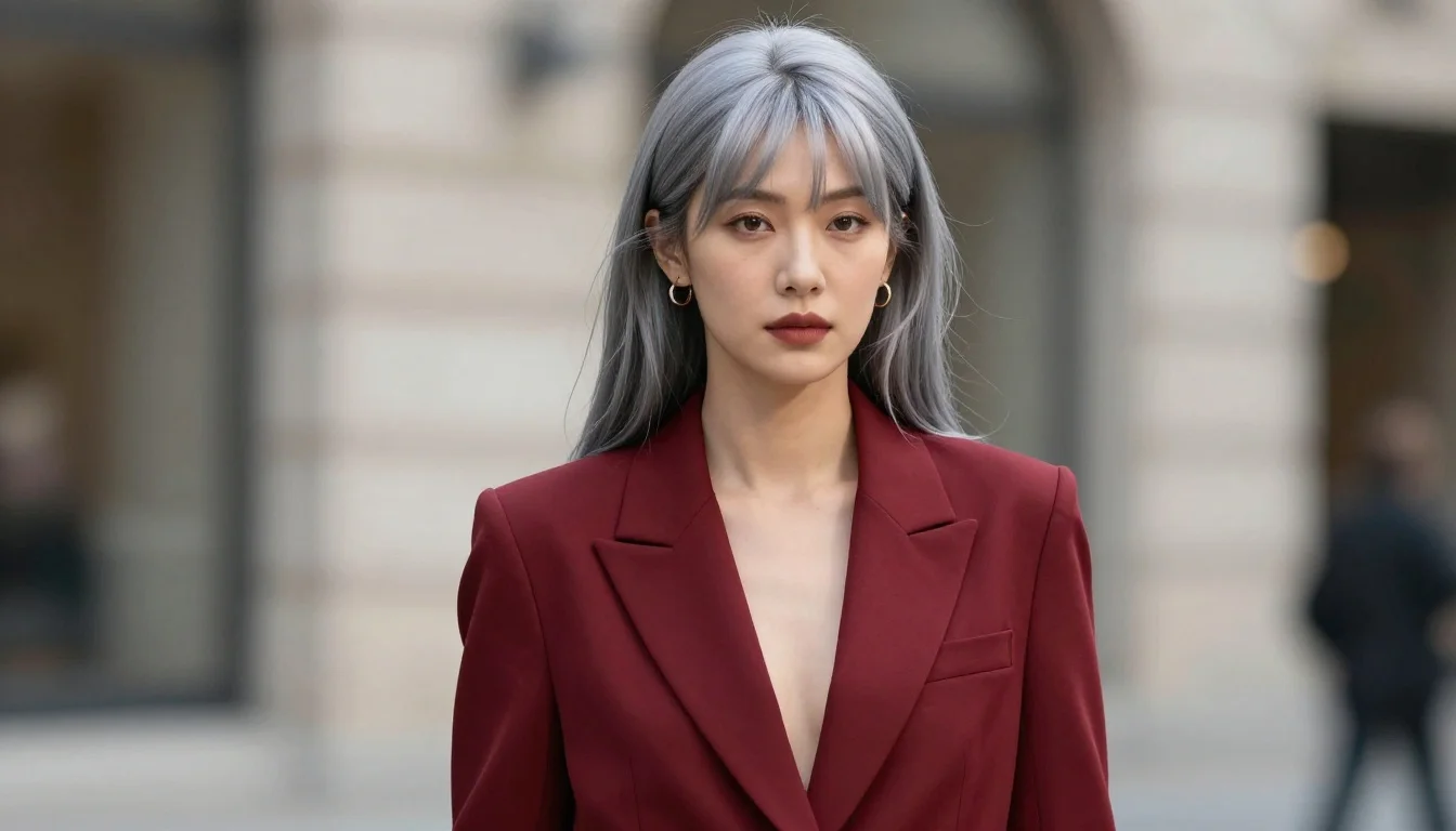 How to wear: Mejores Colores para Cabello Canoso o Gris: Guía How to wear mejores colores para cabello canoso o gris: guía — pairing rojo cereza, arándano, rosa-rojo profundo near the face