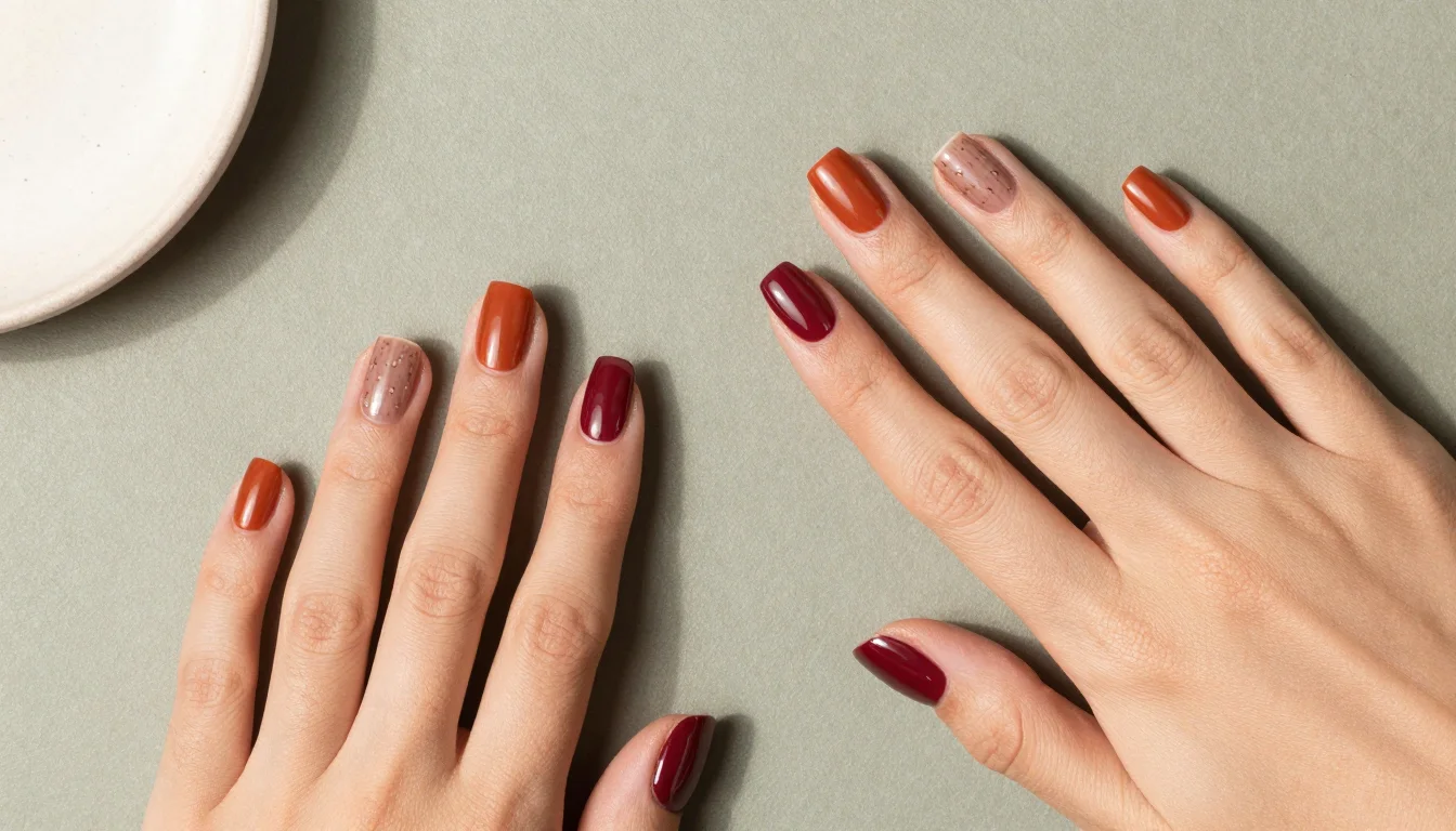 How to wear: Meilleures Couleurs d’Ongles pour la Peau Mate How to wear meilleures couleurs d’ongles pour la peau mate — pairing émeraude profond, bordeaux-prune riche, bleu saphir chaud near the face