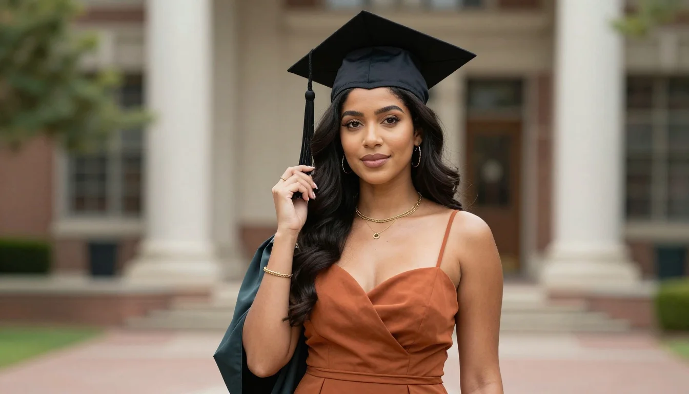 How to wear: Graduation Outfit Colors for Olive Skin How to wear graduation outfit colors for olive skin — pairing terracotta, rust, warm camel near the face