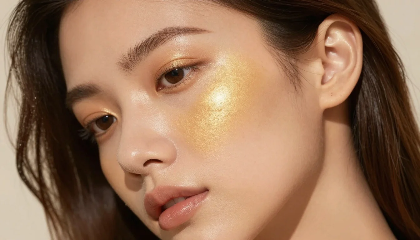 How to wear highlighter for olive skin: best shades — pairing deep warm gold, rich amber gold, bronze-gold near the face