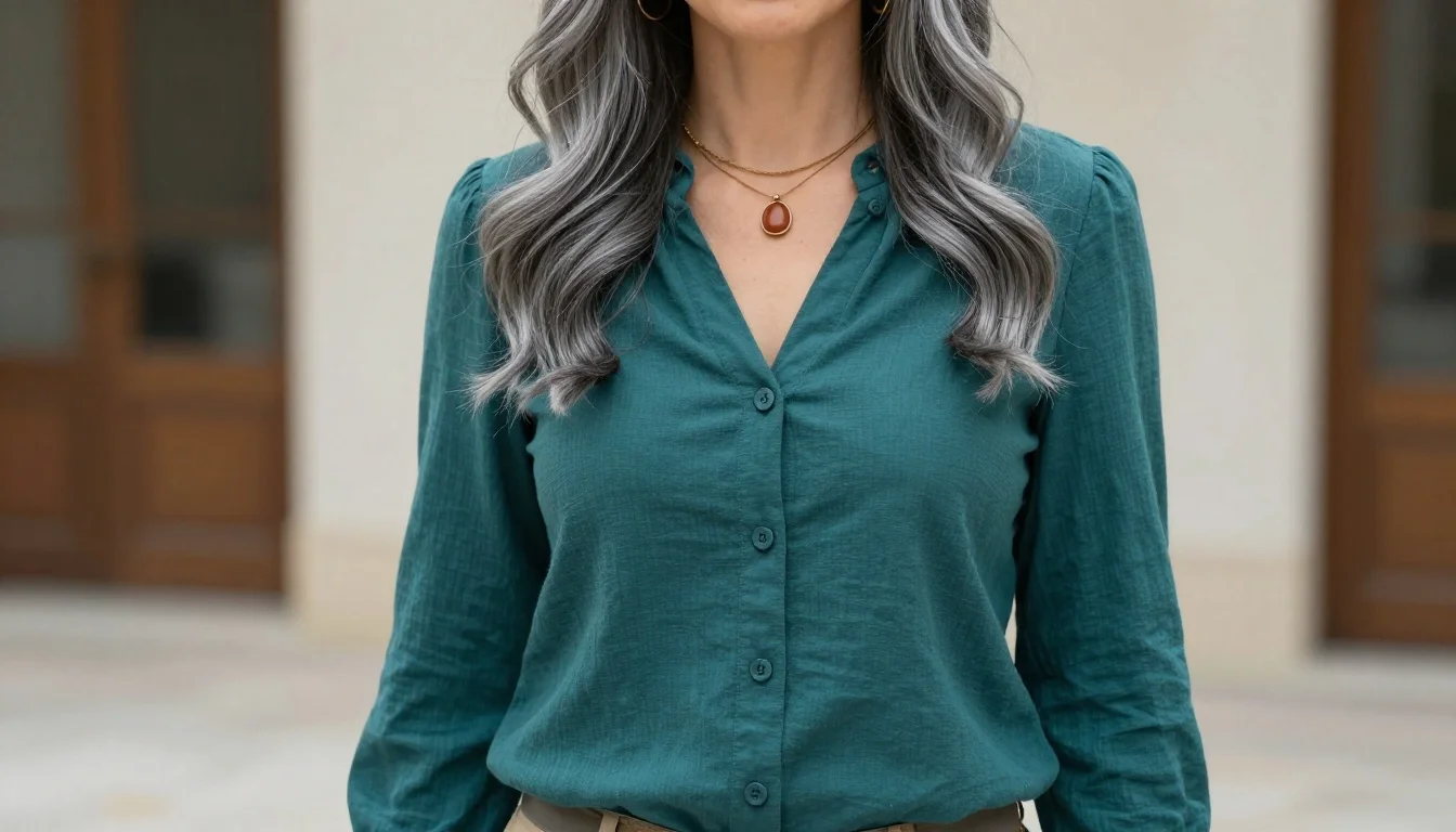 How to wear: How to Dress When Going Grey How to wear how to dress when going grey — pairing deep teal, sapphire, rich amethyst near the face