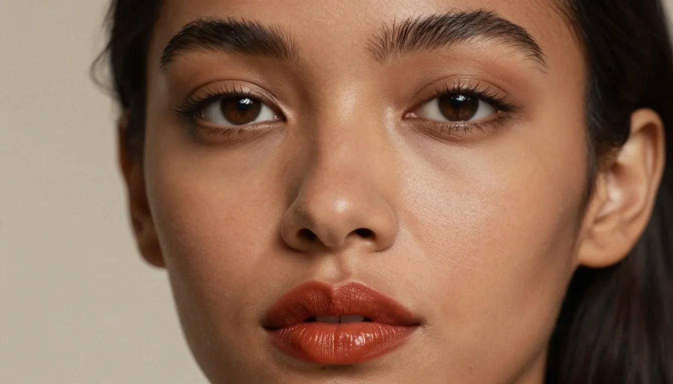 How to wear lipstick for dark skin and brown eyes — pairing vivid warm red, true classic red, deep cherry red near the face